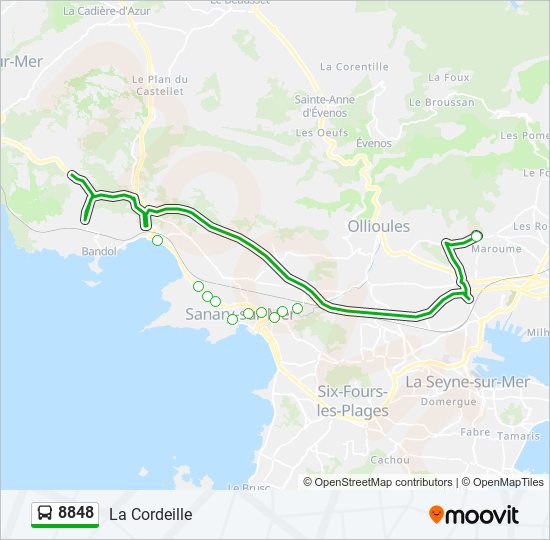 Plan de la ligne 8848 de bus