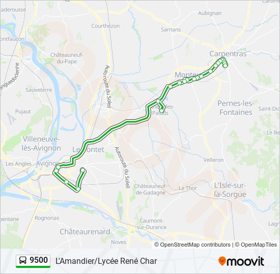 Plan de la ligne 9500 de bus