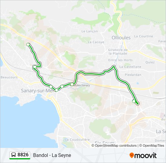 Plan de la ligne 8826 de bus