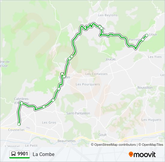 Plan de la ligne 9901 de bus