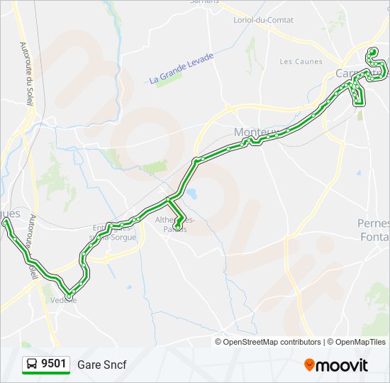 Mapa de 9501 de autobús