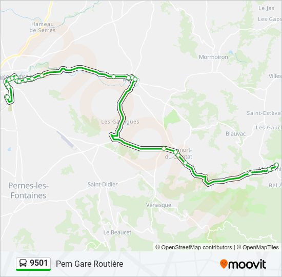 Mapa de 9501 de autobús