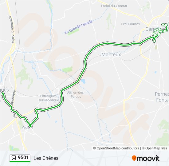 Mapa de 9501 de autobús