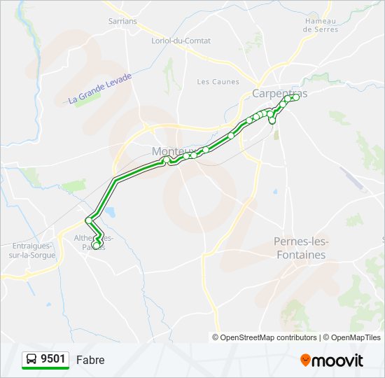 Mapa de 9501 de autobús