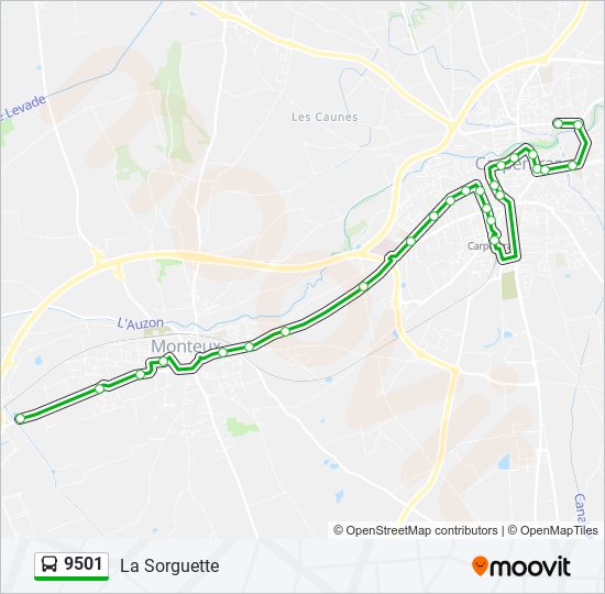 Mapa de 9501 de autobús