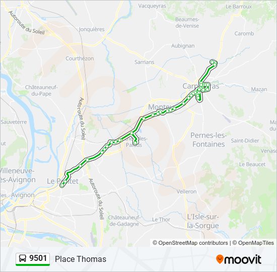 Mapa de 9501 de autobús