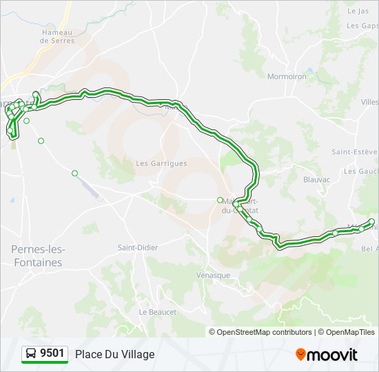 Plan de la ligne 9501 de bus