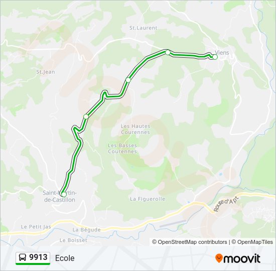 Plan de la ligne 9913 de bus