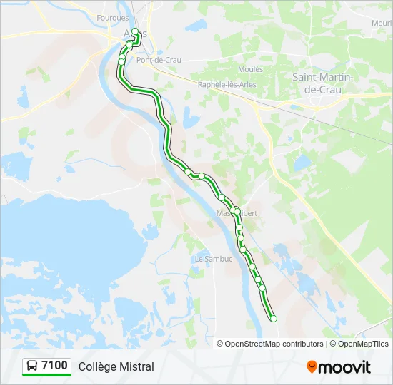 Plan de la ligne 7100 de bus