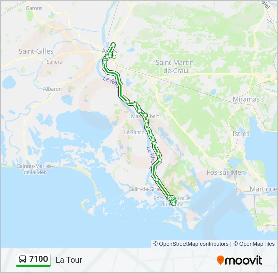 Plan de la ligne 7100 de bus