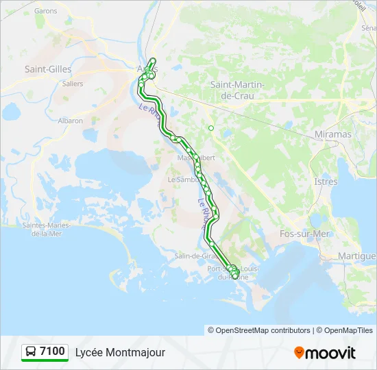 Plan de la ligne 7100 de bus