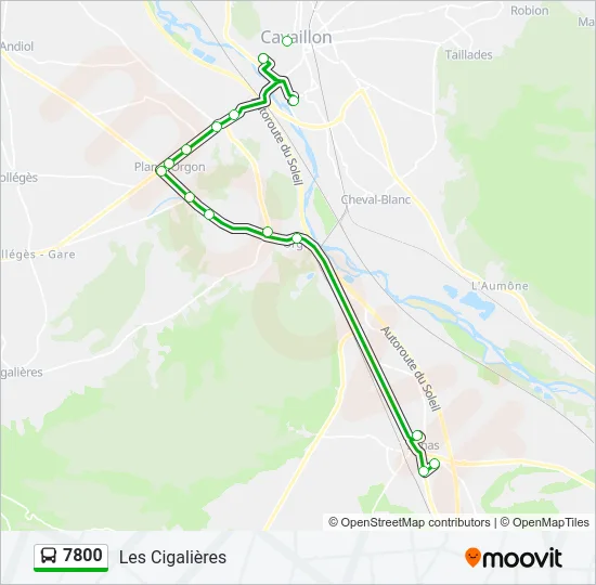 Plan de la ligne 7800 de bus