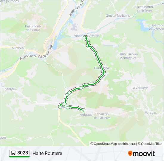 Plan de la ligne 8023 de bus