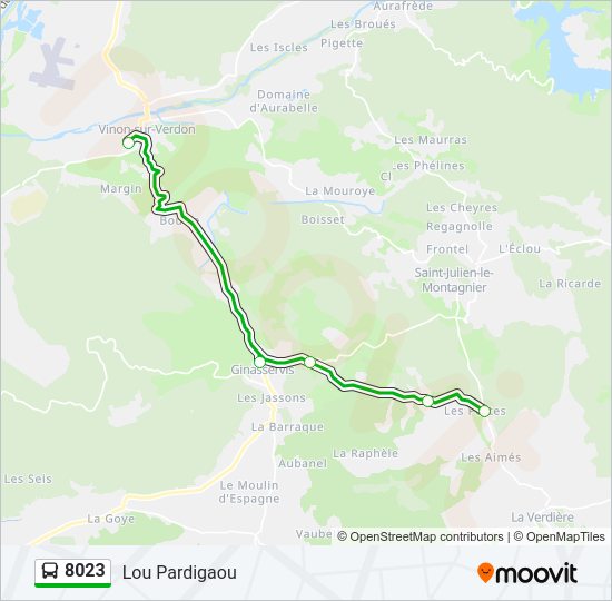 Plan de la ligne 8023 de bus