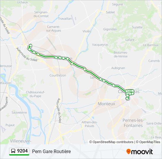 Plan de la ligne 9204 de bus