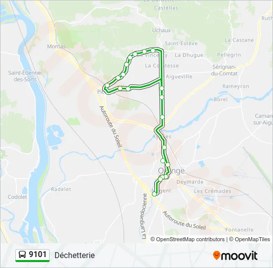9101 Bus Line Map