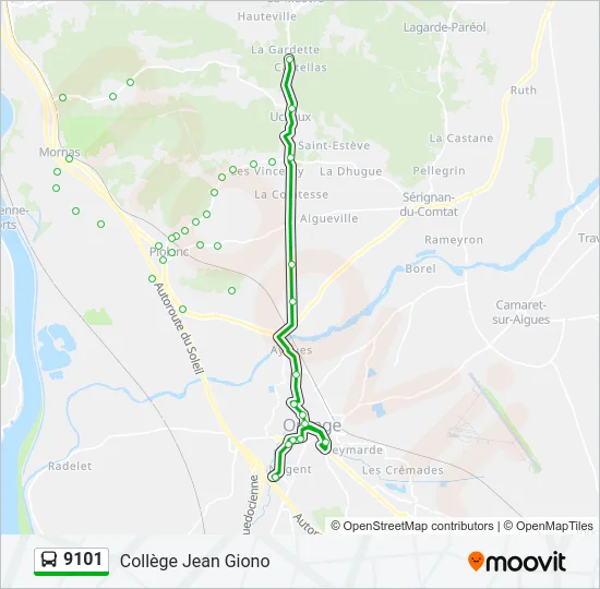 9101 Bus Line Map