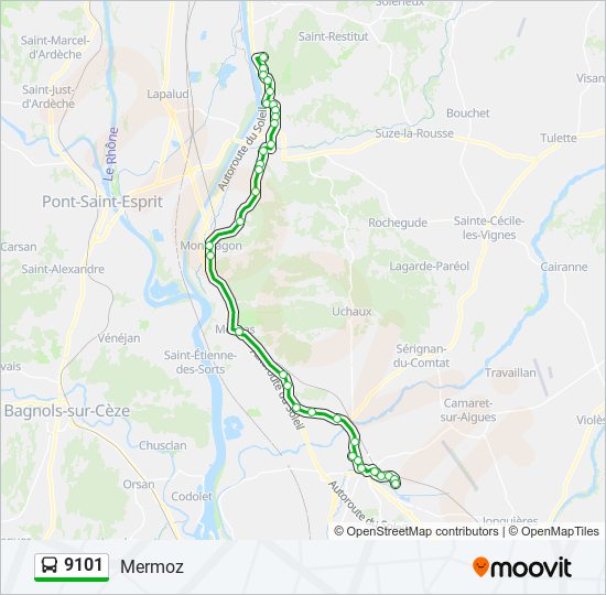 Mapa de 9101 de autobús