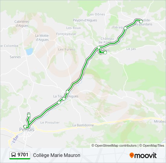 Plan de la ligne 9701 de bus