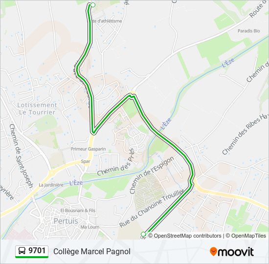 Mapa de 9701 de autobús