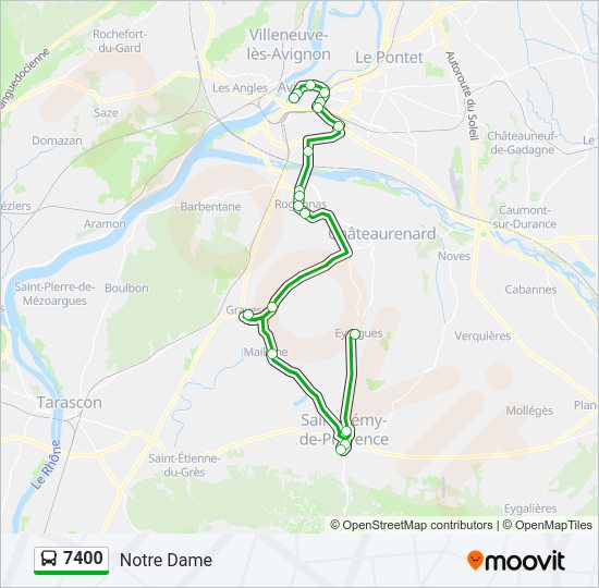 Plan de la ligne 7400 de bus