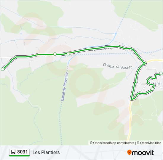 Plan de la ligne 8031 de bus