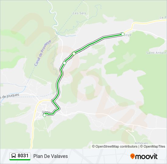 Plan de la ligne 8031 de bus