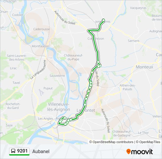 Plan de la ligne 9201 de bus