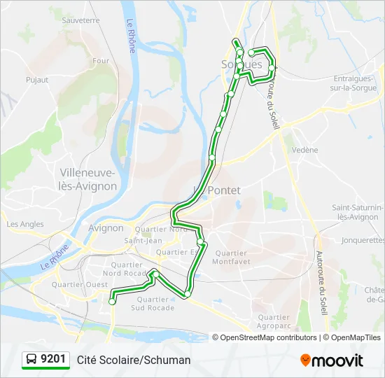 Plan de la ligne 9201 de bus
