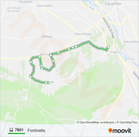 Plan de la ligne 7801 de bus