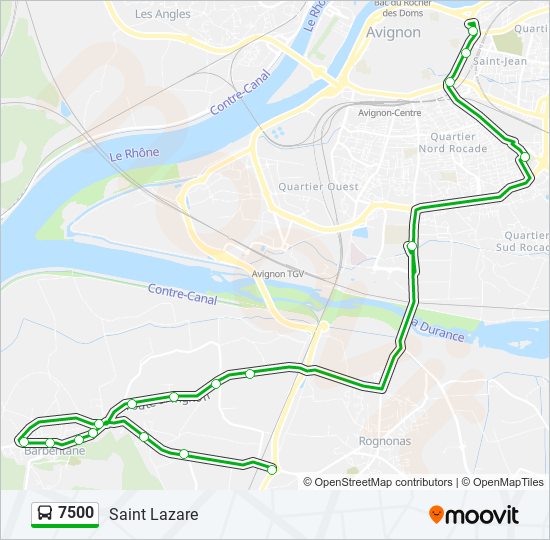 Plan de la ligne 7500 de bus