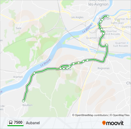 Plan de la ligne 7500 de bus