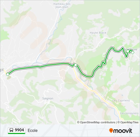 Plan de la ligne 9904 de bus