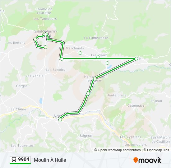 Plan de la ligne 9904 de bus