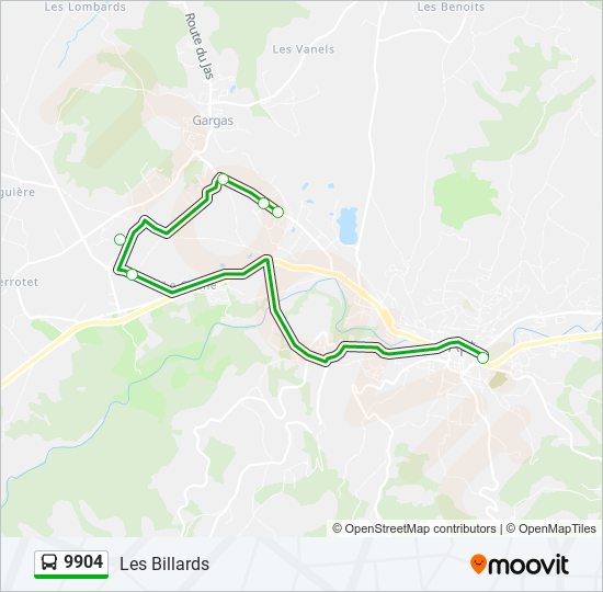 Mapa de 9904 de autobús