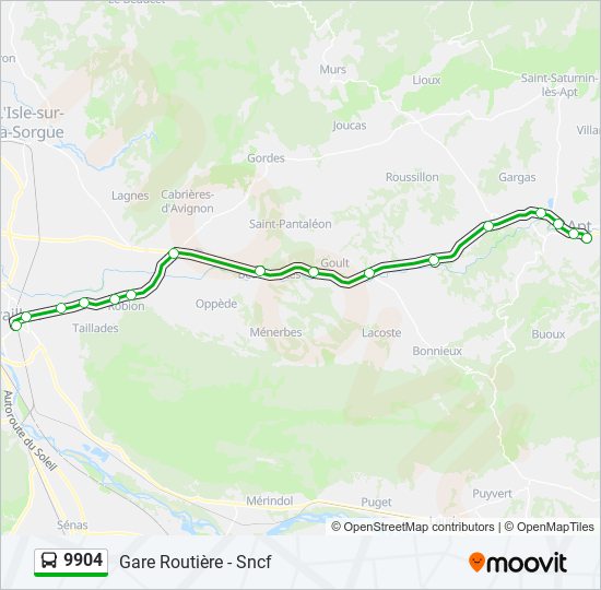 Plan de la ligne 9904 de bus