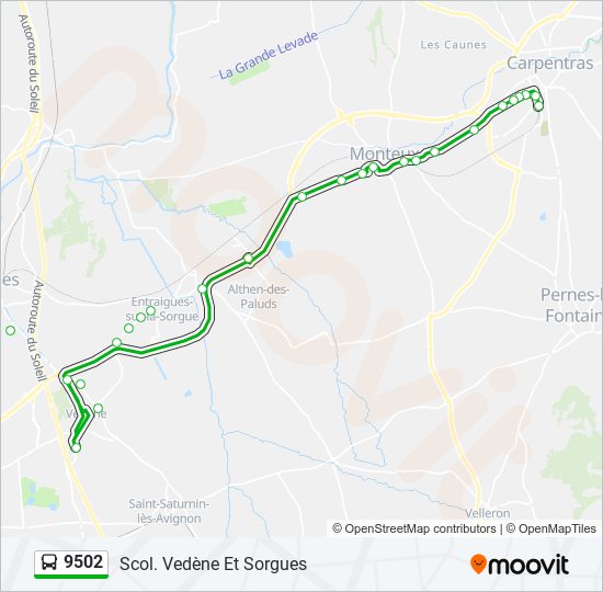 9502 bus Line Map