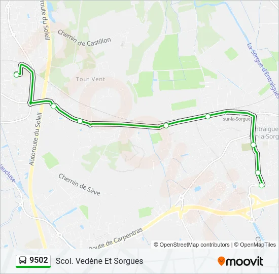 9502 Bus Line Map