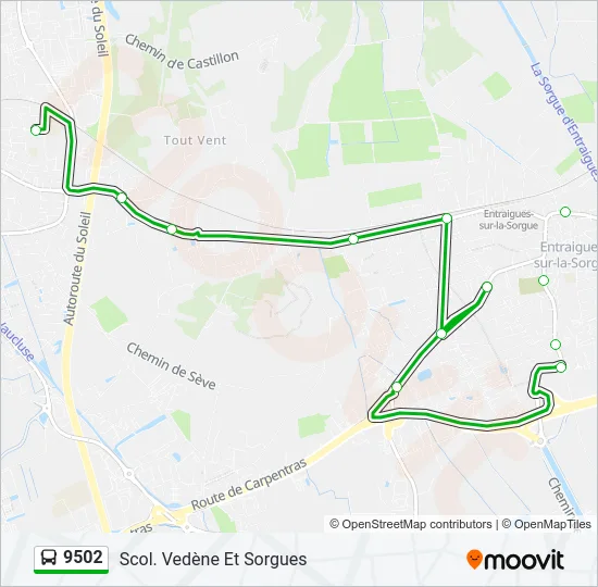 9502 Bus Line Map