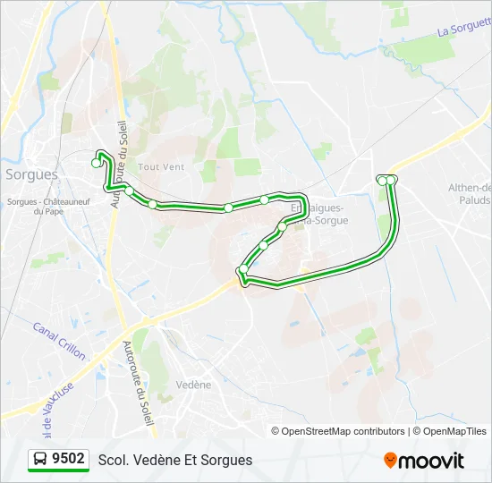 9502 Bus Line Map