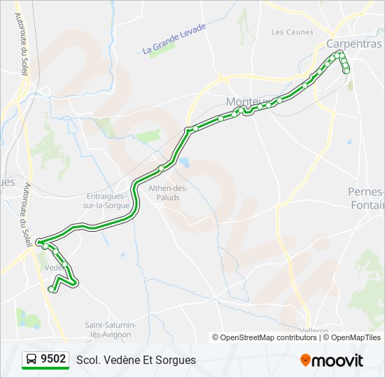 Mapa de 9502 de autobús