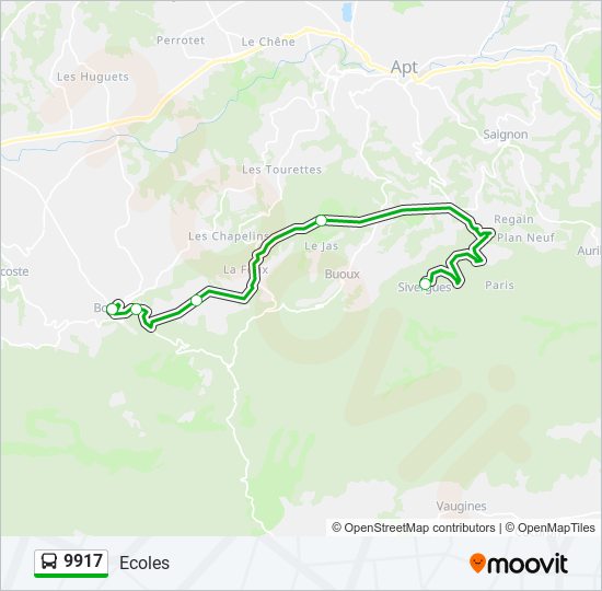 Plan de la ligne 9917 de bus