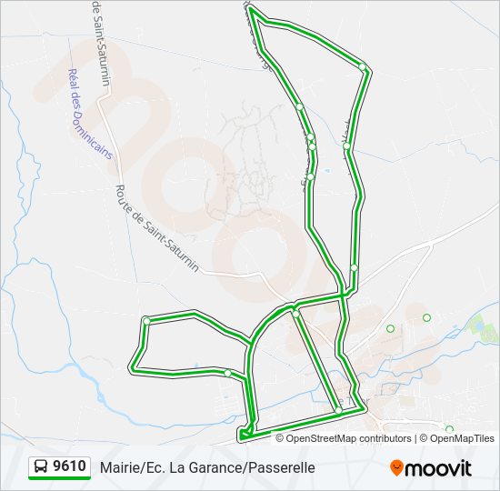 Plan de la ligne 9610 de bus
