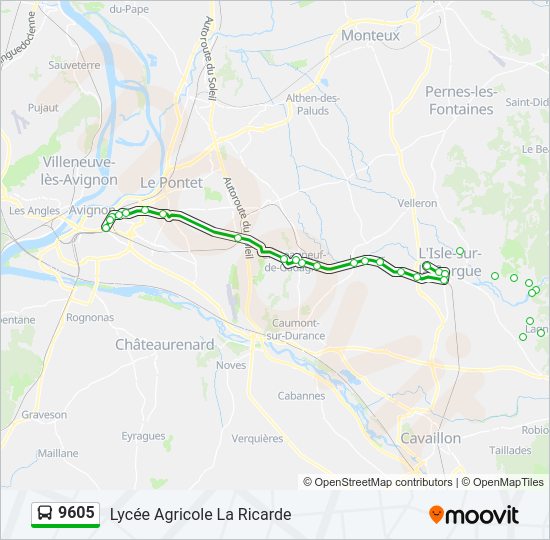 Plan de la ligne 9605 de bus