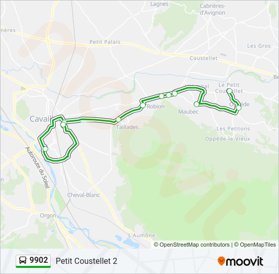 Plan de la ligne 9902 de bus