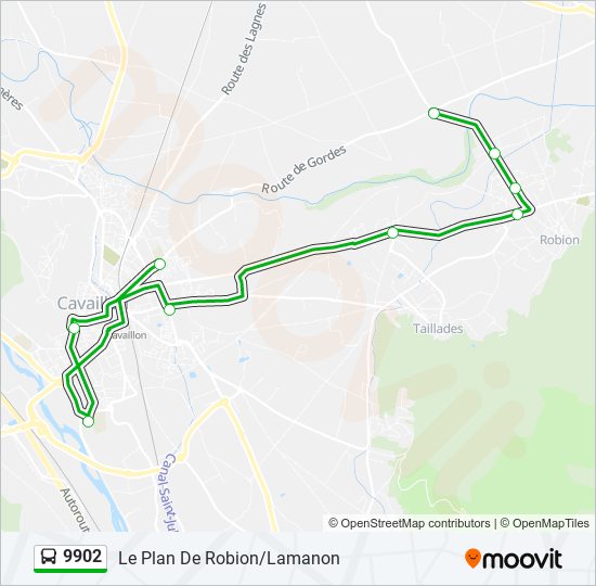 Mapa de 9902 de autobús