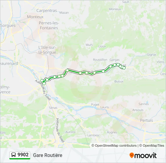 Plan de la ligne 9902 de bus