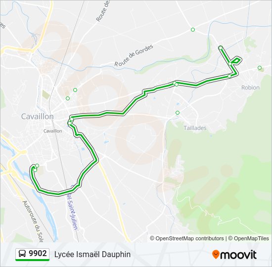 Plan de la ligne 9902 de bus