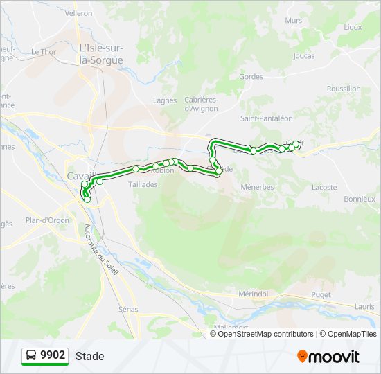 Plan de la ligne 9902 de bus