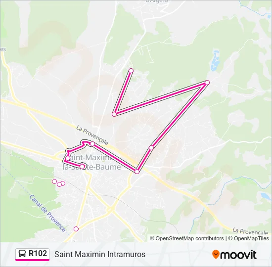 R102 Bus Line Map